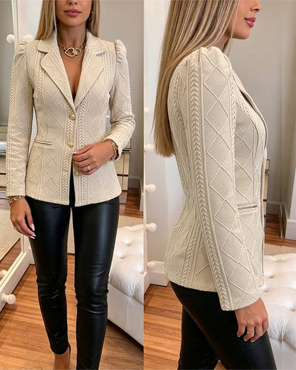 Blazer de manga larga, con solapa, con botones, con bolsillos