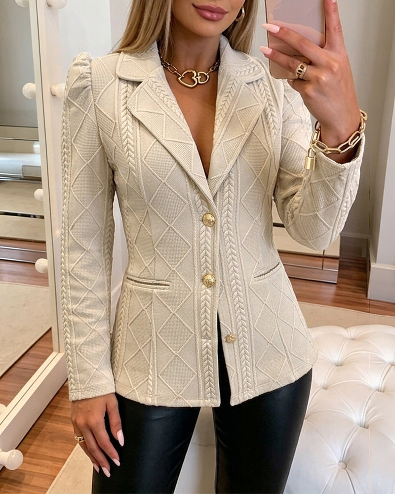 Blazer de manga larga, con solapa, con botones, con bolsillos