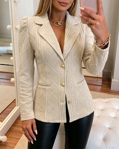 Blazer de manga larga, con solapa, con botones, con bolsillos
