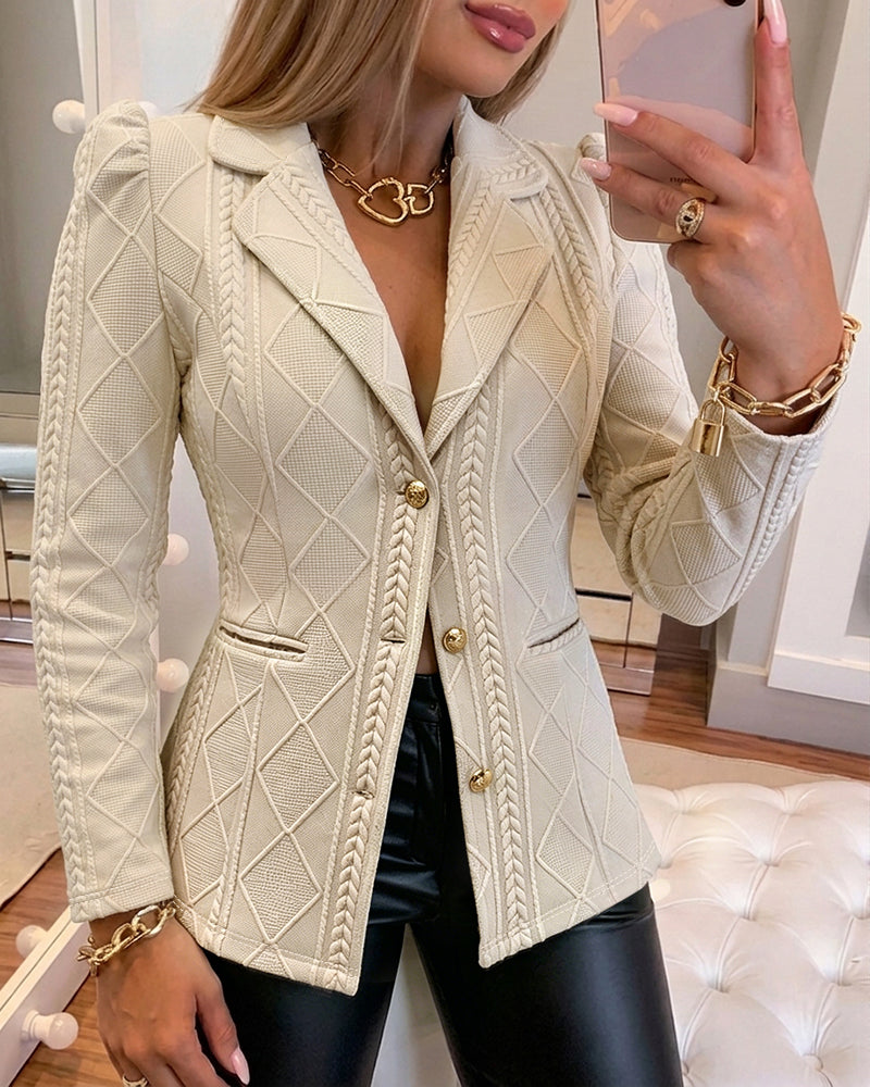 Blazer de manga larga, con solapa, con botones, con bolsillos
