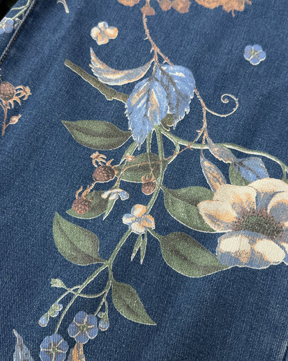 Vaqueros con estampado floral, con botones, con cremallera, con bolsillos