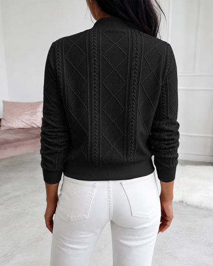 Abrigo de manga larga, con cremallera, con bolsillos, corto
