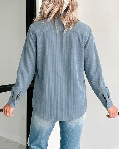 Sobrecamisa de cuadros, liso, de manga larga, con cuello camisero