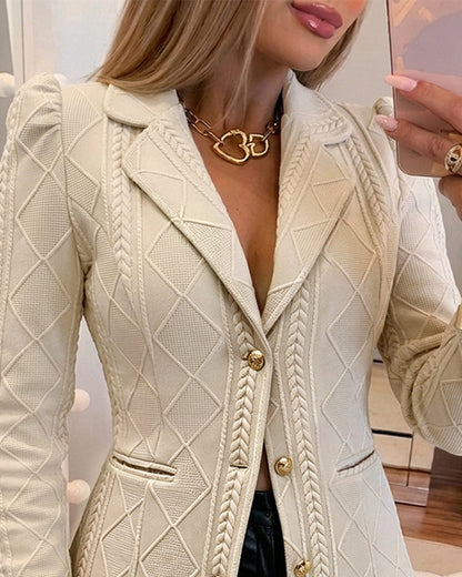 Blazer de manga larga, con solapa, con botones, con bolsillos
