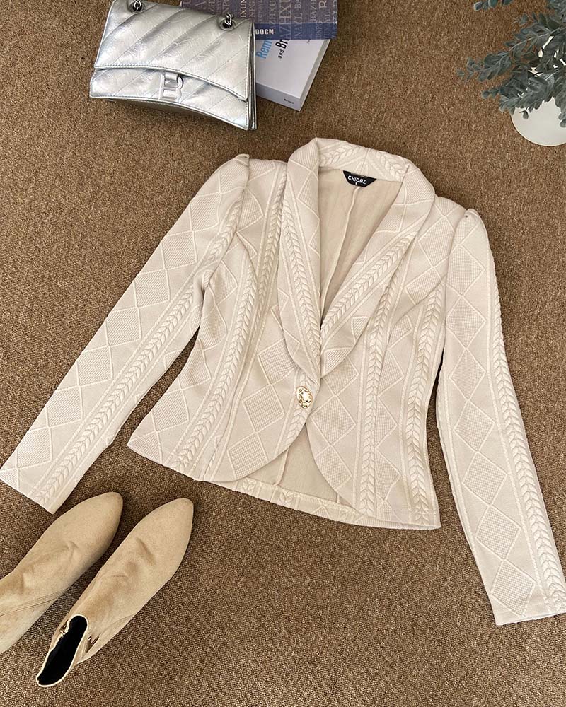 Blazer de manga larga, con cuello chal, con botones, corto