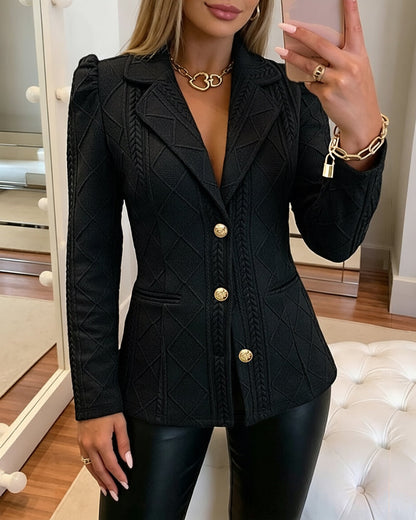 Blazer de manga larga, con solapa, con botones, con bolsillos