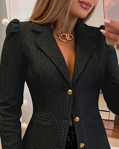 Blazer de manga larga, con solapa, con botones, con bolsillos