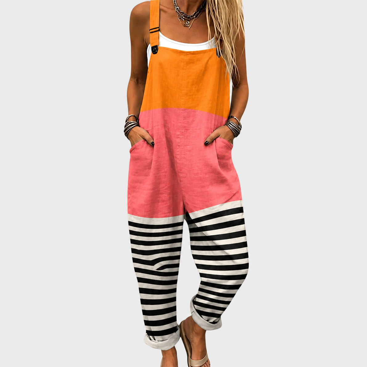 Peto estampado | Naranja, rosa y negro